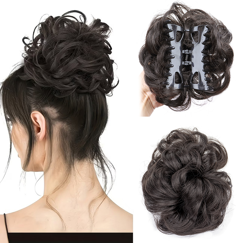 Claw Clip Messy Bun Hair Piece - Coque Sintético Desgrenhado com Presilha de
