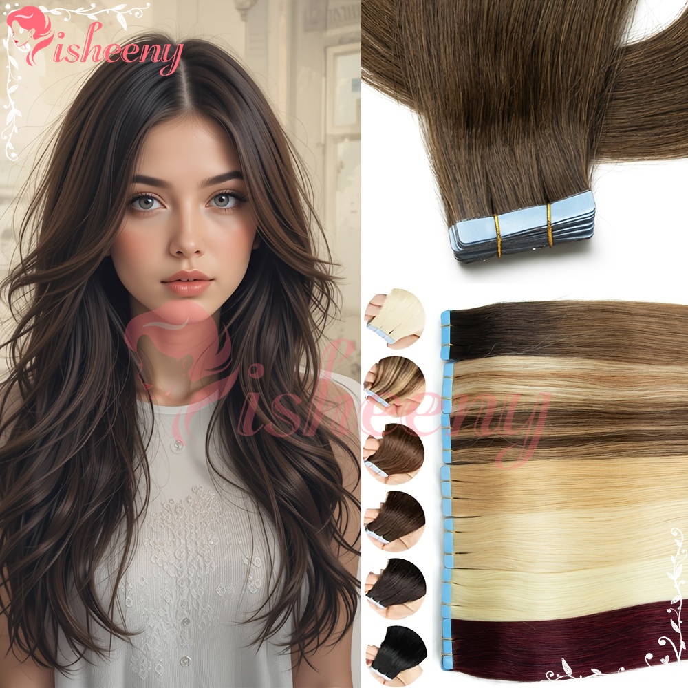 Invisible Tape In Extensions Real Hair - Extensões de cabelo Isheeny, aplicadas com