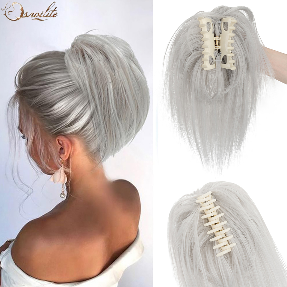 Snoilite sintético em linha re - Claw Clip Messy Bun Hair Piece avaliação e preço