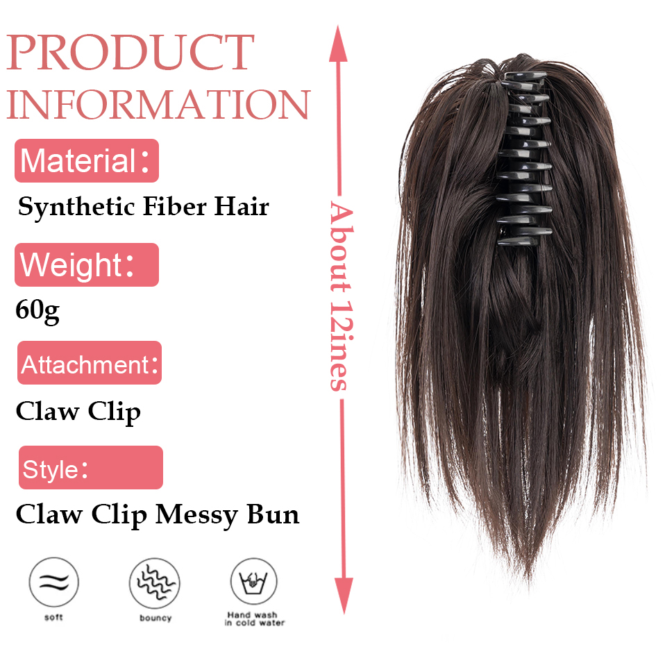 Snoilite sintético em linha re - Claw Clip Messy Bun Hair Piece avaliação e preço