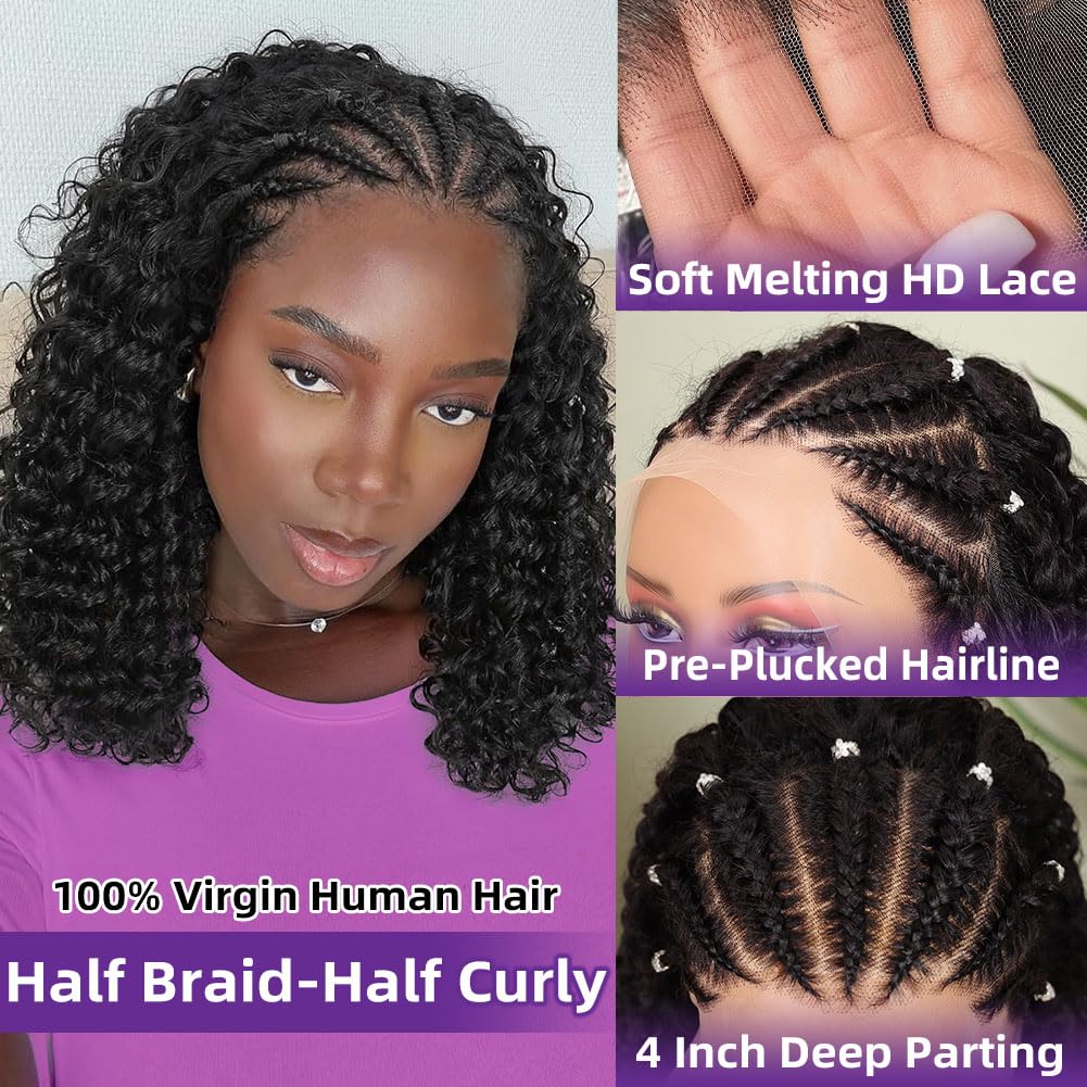 Peruca Bob com Tranças Cornrow - Glueless Wear And Go Human Hair Wig avaliação e preço