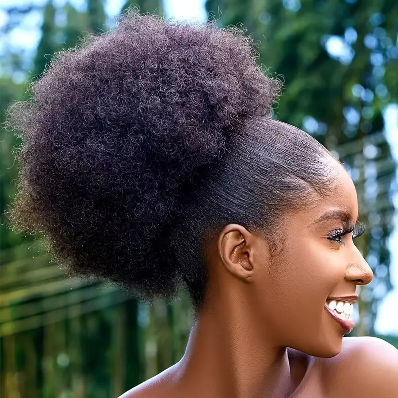 1pc feminino 10-Polegada afro  - Drawstring Afro Curly Puff Ponytail avaliação e preço