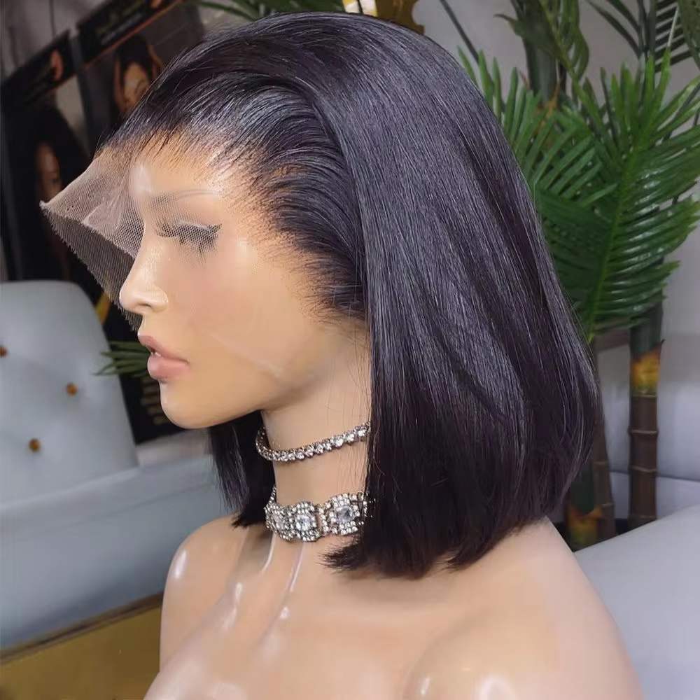 Peruca de cabelo humano com re - Pre Parted 13X4 Lace Front Bob Wig avaliação e preço